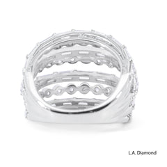 18K White Gold Round & Baguette 7-Row Diamond Ring (4.43 ct)