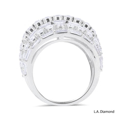 18K White Gold Round & Baguette 7-Row Diamond Ring (4.43 ct)