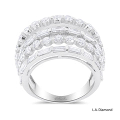 18K White Gold Round & Baguette 7-Row Diamond Ring (4.43 ct)