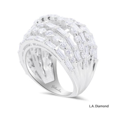 18K White Gold Round & Baguette 7-Row Diamond Ring (4.43 ct)