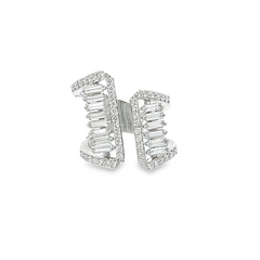 18K White Gold Round & Baguette Diamond Statement Ring (0.66 ct)