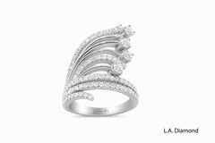 18K White Gold Round Diamond Wide Twisted Ring (2.20 ct)