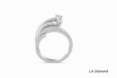 18K White Gold Round Diamond Wide Twisted Ring (2.20 ct)