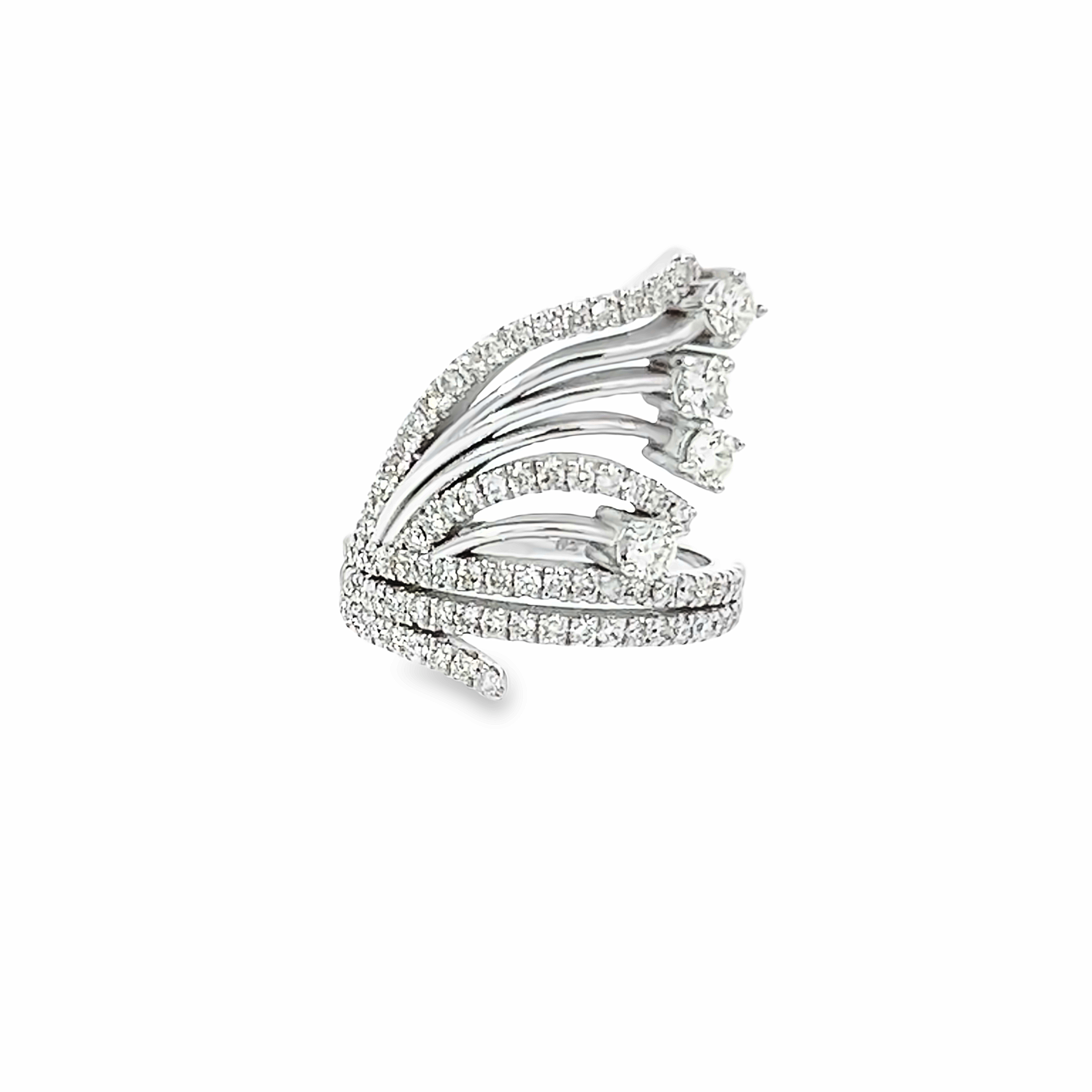 18K White Gold Round Diamond Wide Twisted Ring (2.20 ct)