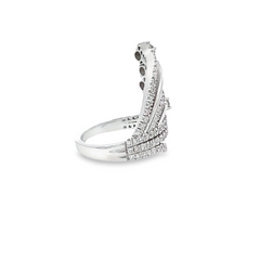 18K White Gold Round Diamond Wide Twisted Ring (2.20 ct)