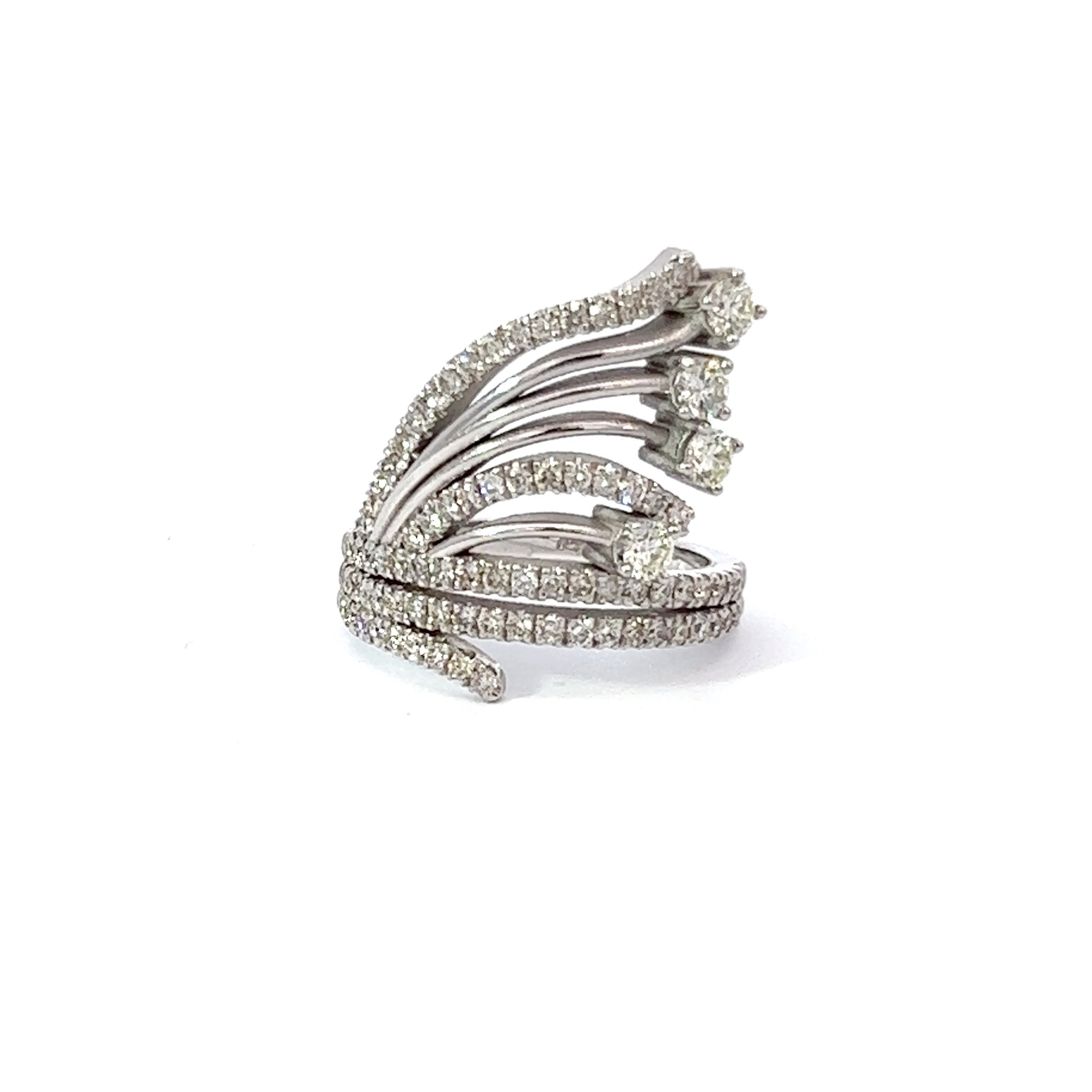 18K White Gold Round Diamond Wide Twisted Ring (2.20 ct)