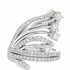 18K White Gold Round Diamond Wide Twisted Ring (2.20 ct)