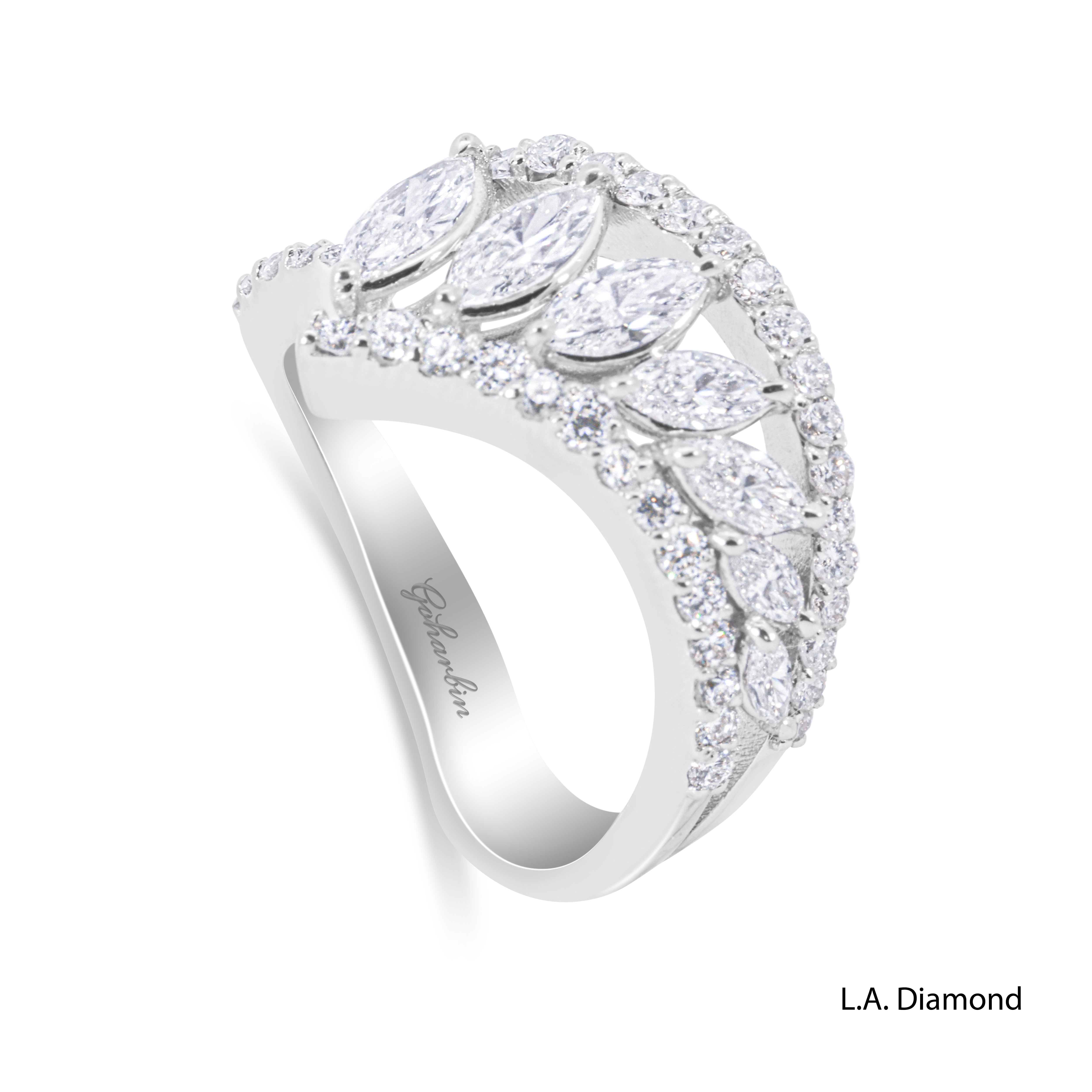 18K White Gold Round & Marquise Diamond Ring (1.77 ct)