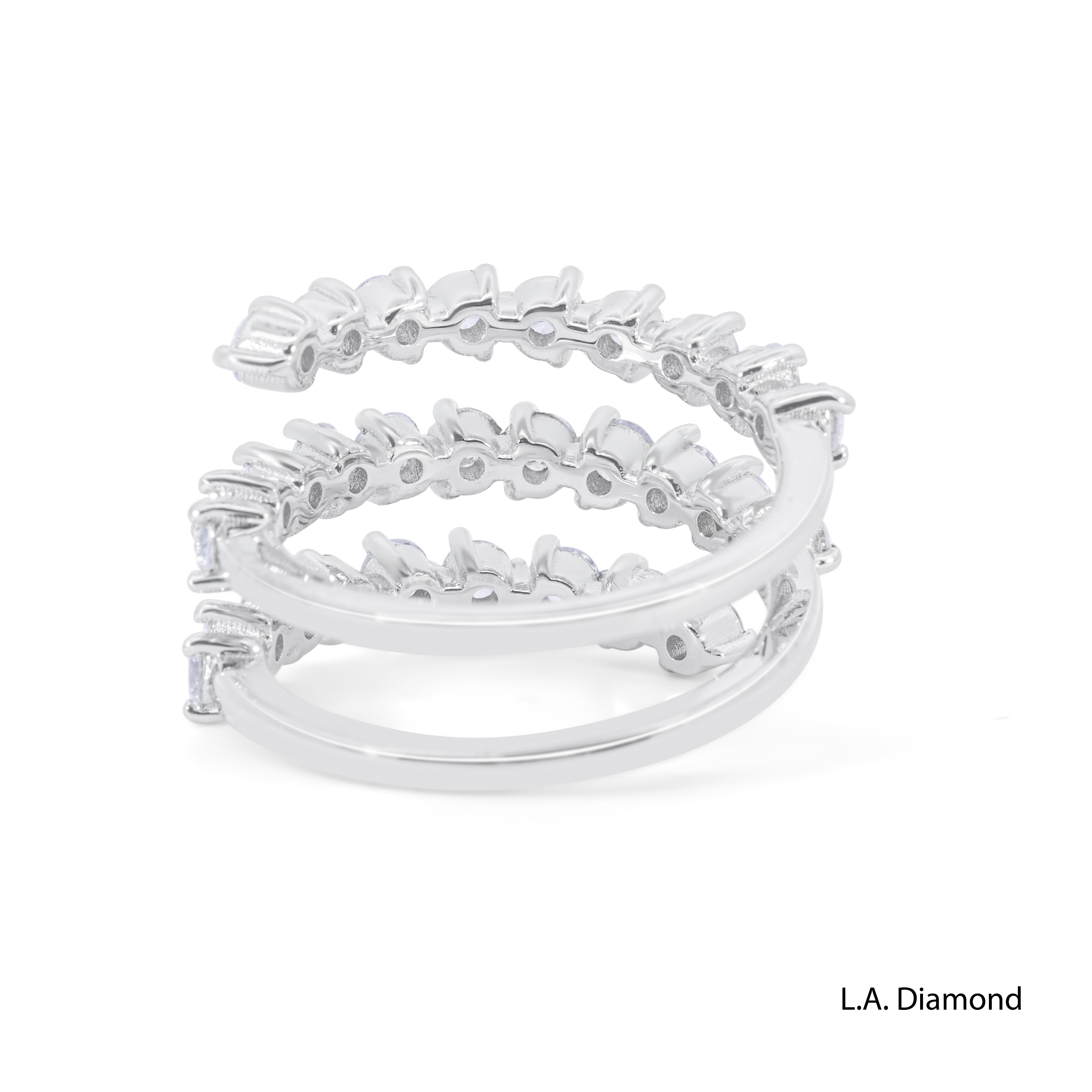 18K White Gold Triple Row Wrap-Around Natural Diamond Ring (2.00 ct T.W.)