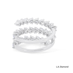 18K White Gold Triple Row Wrap-Around Natural Diamond Ring (2.00 ct T.W.)