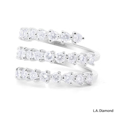 18K White Gold Triple Row Wrap-Around Natural Diamond Ring (2.00 ct T.W.)