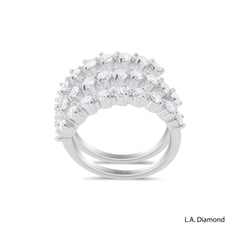 18K White Gold Triple Row Wrap-Around Natural Diamond Ring (2.00 ct T.W.)