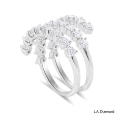 18K White Gold Triple Row Wrap-Around Natural Diamond Ring (2.00 ct T.W.)