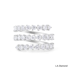 18K White Gold Triple Row Wrap-Around Natural Diamond Ring (2.00 ct T.W.)