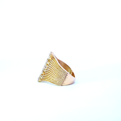 18K Yellow Gold Marquise & Round Diamond Ring (0.75 ct)