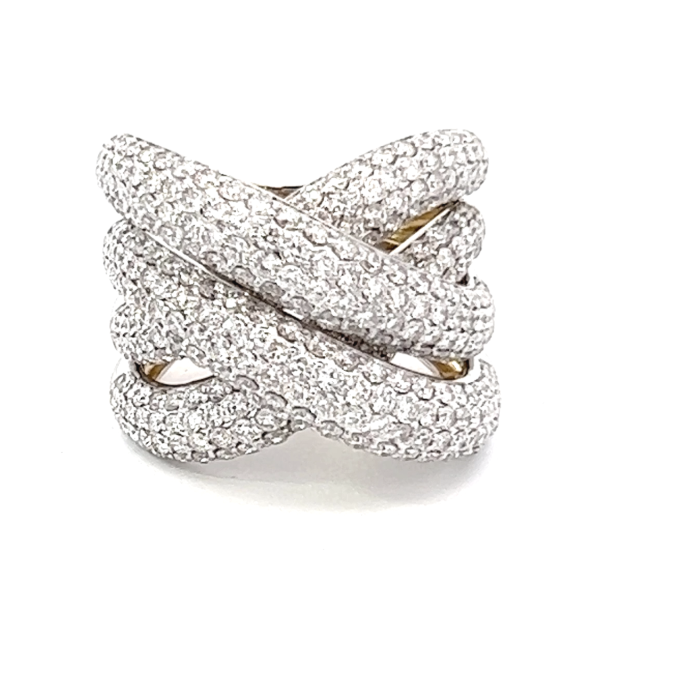 18K Yellow Gold Round Diamond Twist Ring (4.50 ct)