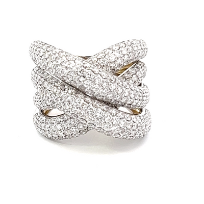 18K Yellow Gold Round Diamond Twist Ring (4.50 ct)