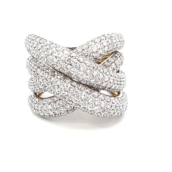 18K Yellow Gold Round Diamond Twist Ring (4.50 ct)