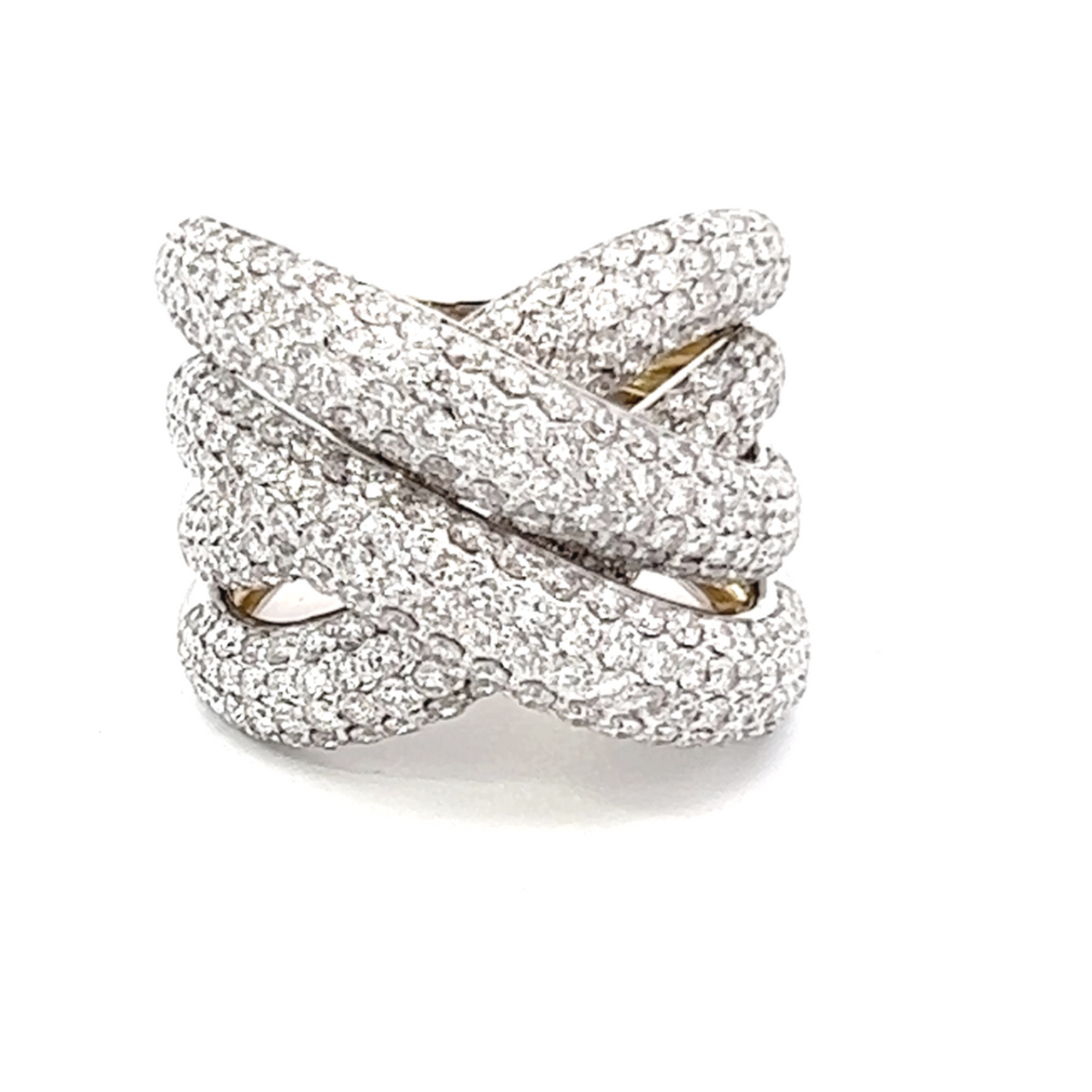 18K Yellow Gold Round Diamond Twist Ring (4.50 ct)