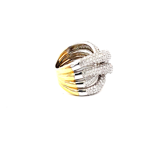 18K Yellow Gold Round Diamond Twist Ring (4.50 ct)