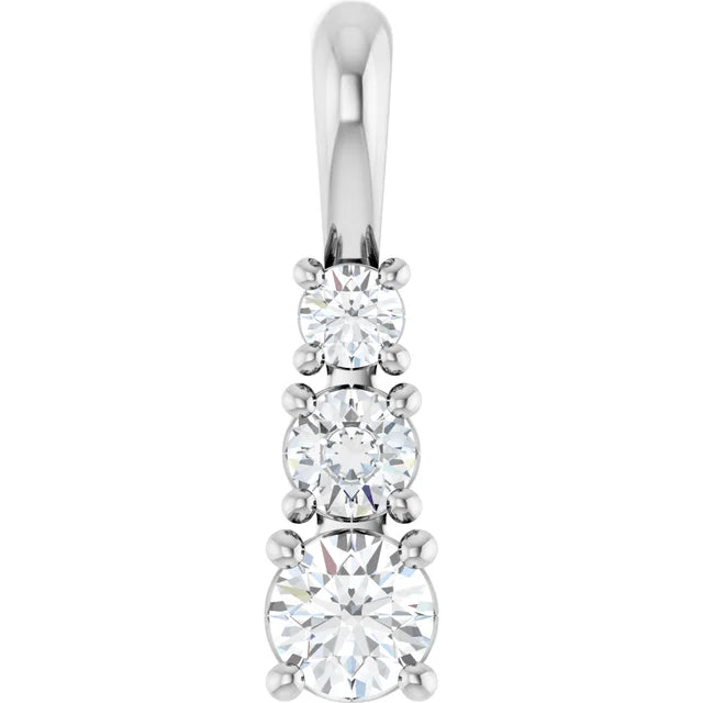 1/2 Carat Round Graduated Three Stone Diamond Pendant in 14K Gold