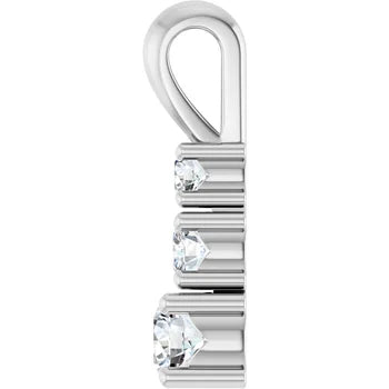 1/2 Carat Round Graduated Three Stone Diamond Pendant in 14K Gold