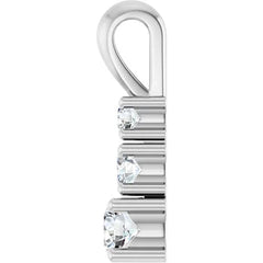 1/2 Carat Round Graduated Three Stone Diamond Pendant in 14K Gold