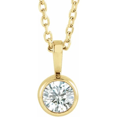 1 Carat Round Bezel Diamond Pendant in Gold