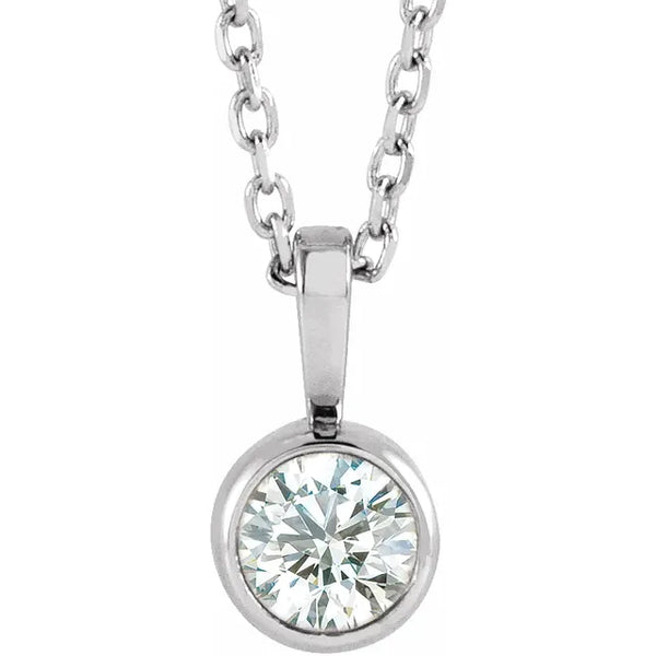 1 Carat Round Bezel Diamond Pendant in Gold