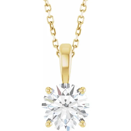 1 Carat Round Floating Diamond Pendant in 14K Gold