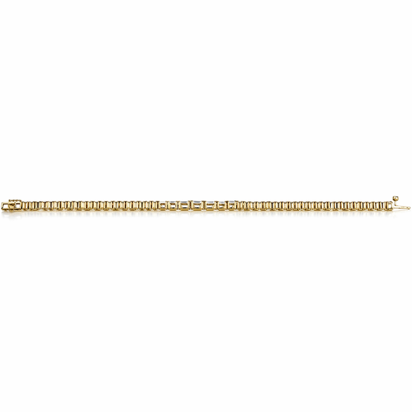 Dainty Baguette Diamond Tennis Bracelet set in 14k Gold