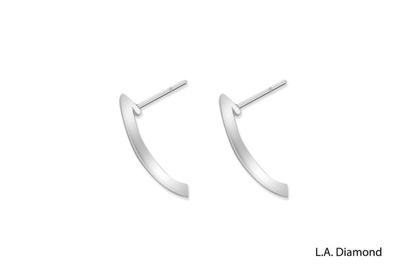 14k White Gold Diamond Half Hoop Huggie Earring