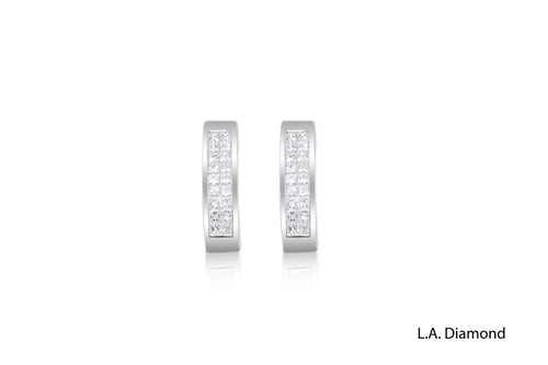 14k White Gold Diamond Half Hoop Huggie Earring - '22865