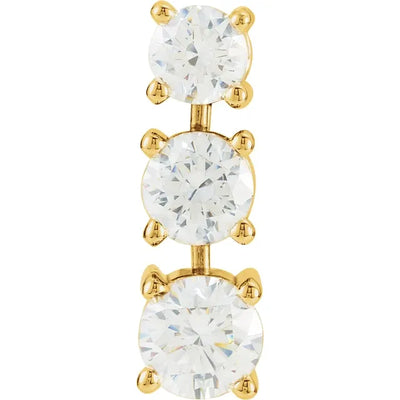 14K Gold Three-Stone Round Diamond Pendant Necklace (0.60 ct)
