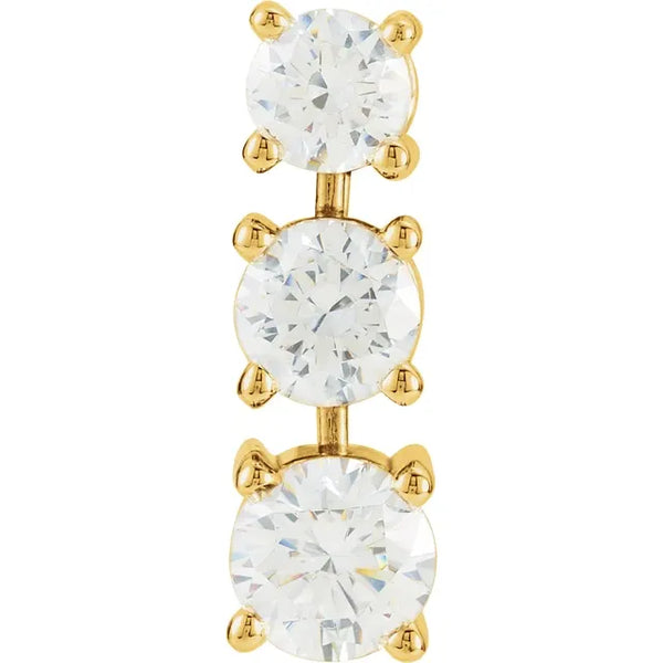 14K Gold Three-Stone Round Diamond Pendant Necklace (0.60 ct)