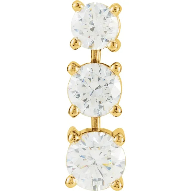 14K Gold Three-Stone Round Diamond Pendant Necklace (0.60 ct)