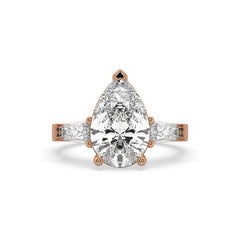 2.5ct Pear & Baguette Cut Diamond 3-Stone Engagement Ring