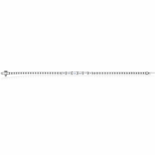 Dainty Baguette Diamond Tennis Bracelet set in 14k Gold