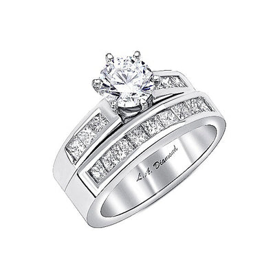14K White Gold Diamond Flower Bridal Set 1 CT. T.W.