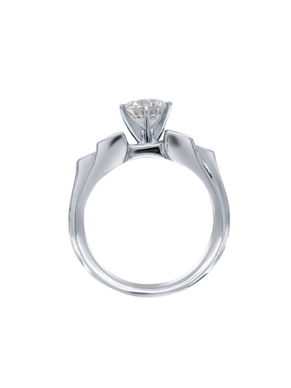 18k White Gold Diamond Bezel Corner and Round Cut Engagement Ring .75c - LA DIAMOND