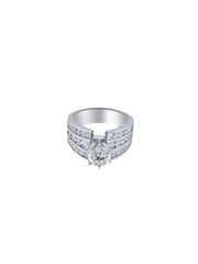 18k White Gold Diamond Multi-Row  Round and Bezel Corner Princess Cut Engagement Ring 2.23c - LA DIAMOND