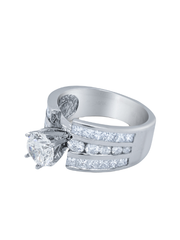 18k White Gold Diamond Multi-Row  Round and Bezel Corner Princess Cut Engagement Ring 2.23c - LA DIAMOND