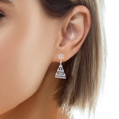 White Gold Diamond Round Cut Cluster Earring