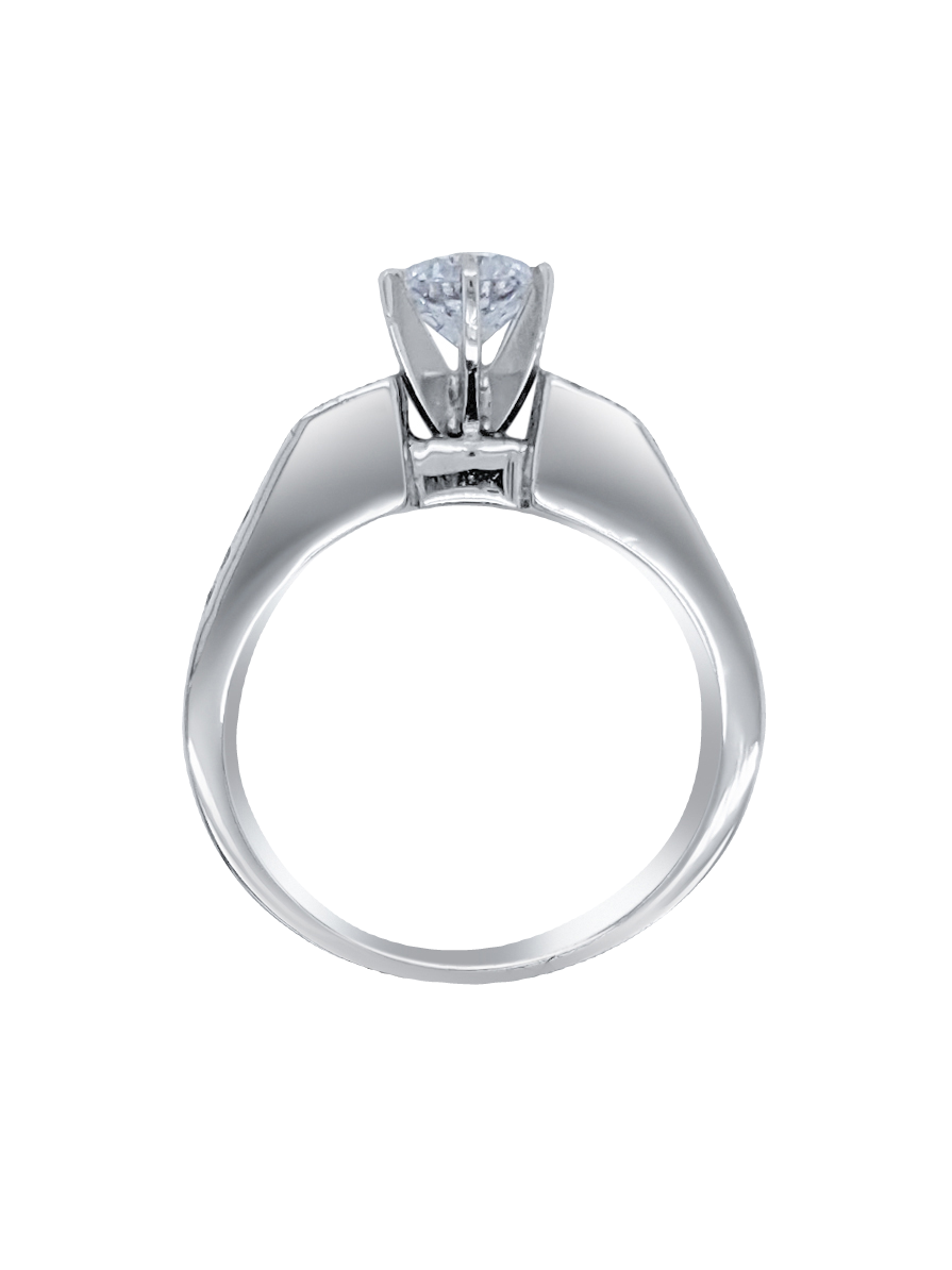 18k White Gold Diamond Bezel Corner Princess and Round Cut Engagement Ring 2.23c - LA DIAMOND