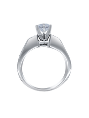 18k White Gold Diamond Bezel Corner Princess and Round Cut Engagement Ring 2.23c - LA DIAMOND