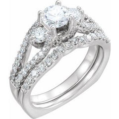 14K Solid Gold 7/8 CTW Diamond Engagement Ring