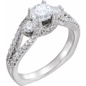 14K Solid Gold 7/8 CTW Diamond Engagement Ring