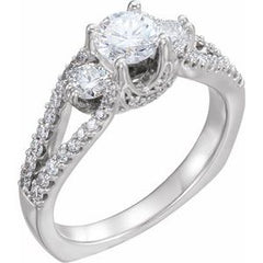 14K Solid Gold 7/8 CTW Diamond Engagement Ring