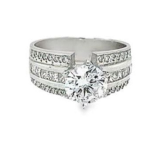 18K White Gold Diamond Frame Multi-Row Round Cut Engagement Ring 9.17c - LA DIAMOND