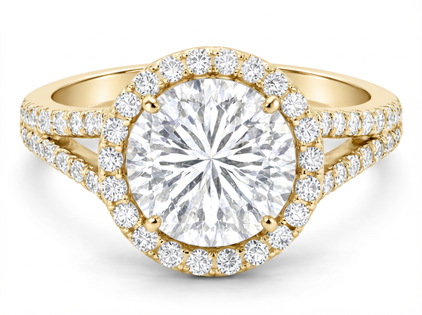 14K White Gold Round Cut Diamond Halo Engagement Ring (4.20 ct) - LA DIAMOND